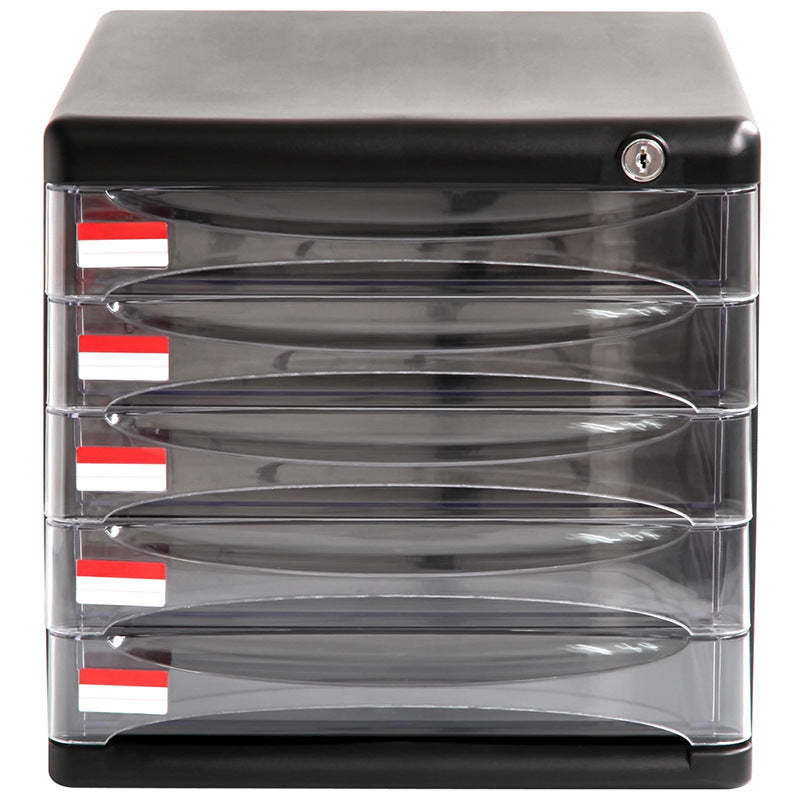 Transparent Layered Stamp Storage Cabinet with Lock – Desktop Organizer for Stamp Albums & Collectibles