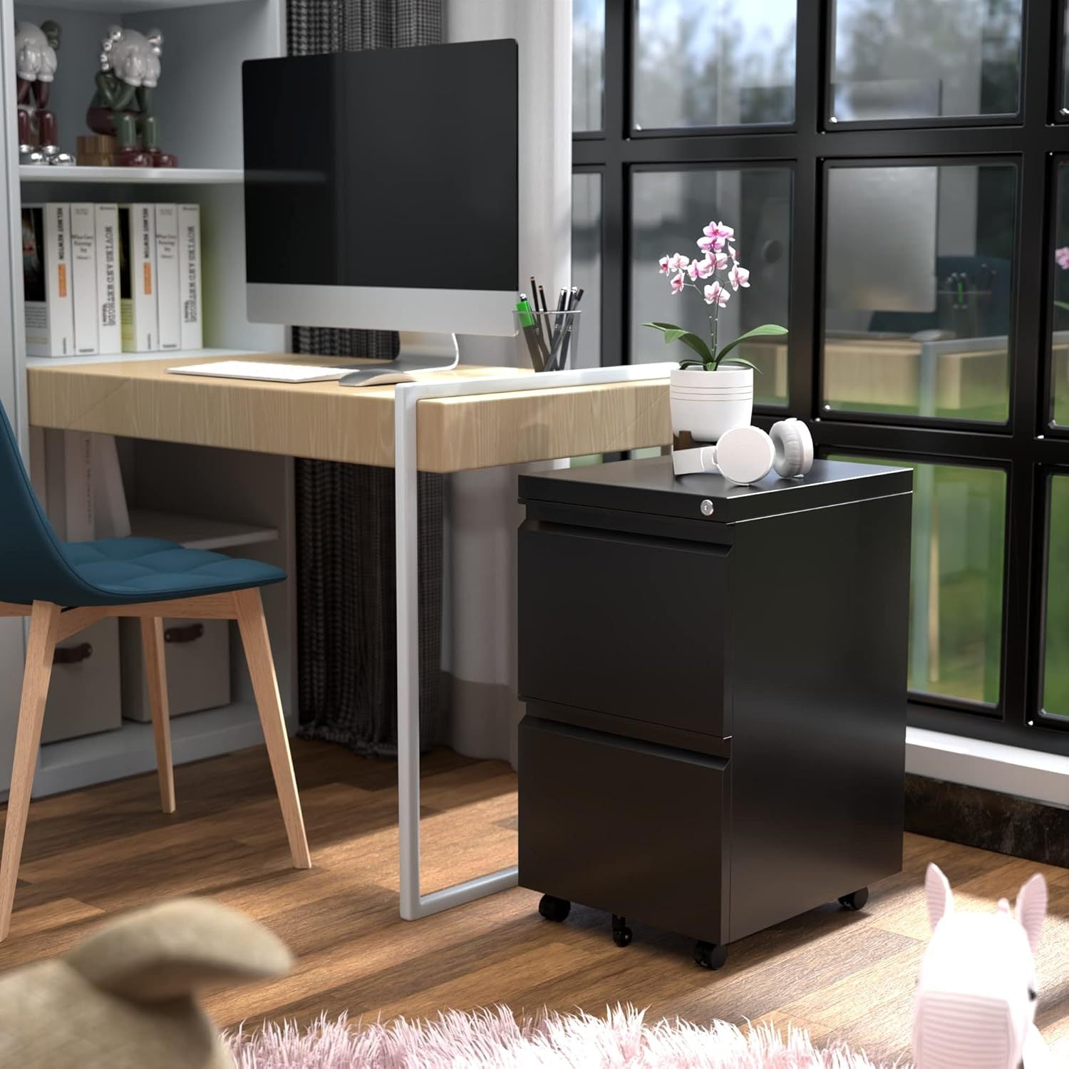 Black Metal Philatelic Storage Cabinet with Lock – 2 Drawer Vertical Organizer for Stamps, Covers & Collectibles