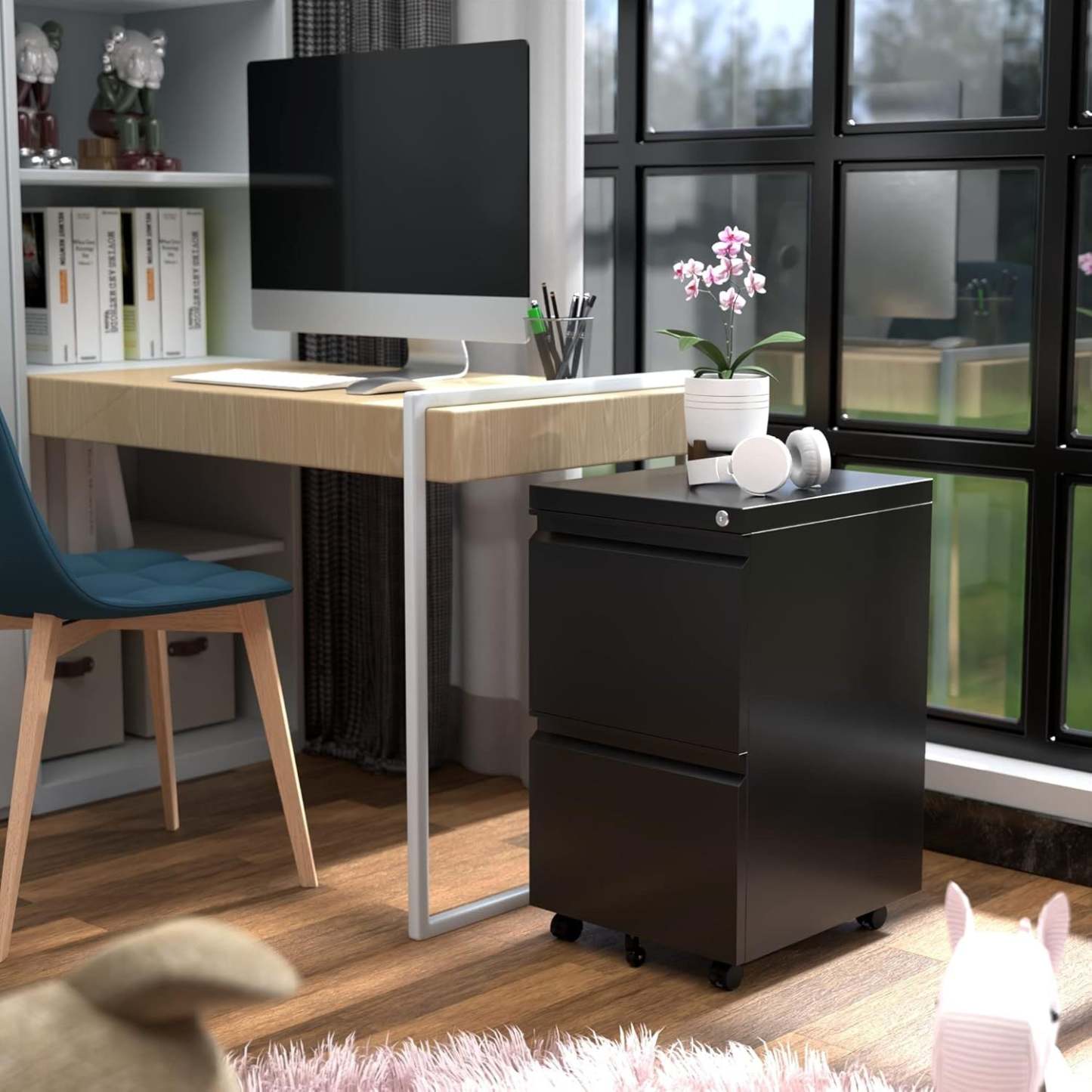 Black Metal Philatelic Storage Cabinet with Lock – 2 Drawer Vertical Organizer for Stamps, Covers & Collectibles