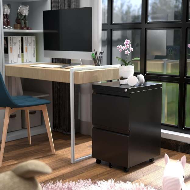 Black Metal Philatelic Storage Cabinet with Lock – 2 Drawer Vertical Organizer for Stamps, Covers & Collectibles