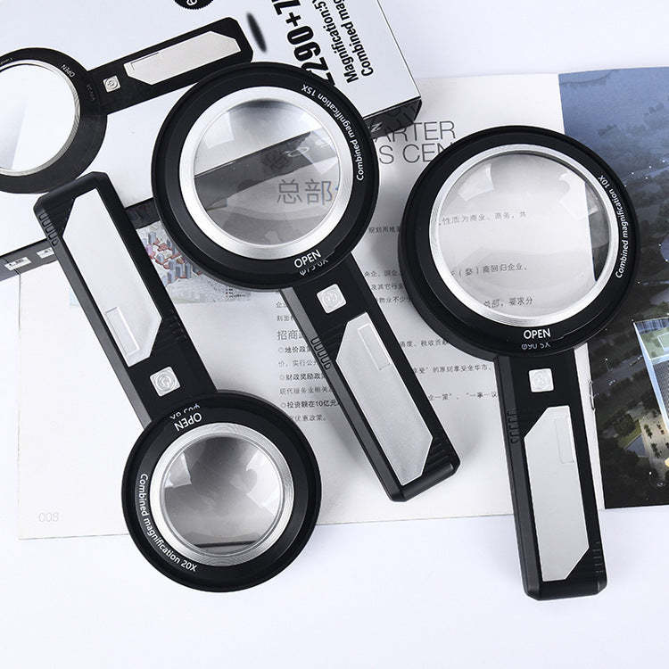 Handheld Magnifying Glass with LED Ring Light – Philatelic Loupe for Stamp Inspection & Collectible Viewing