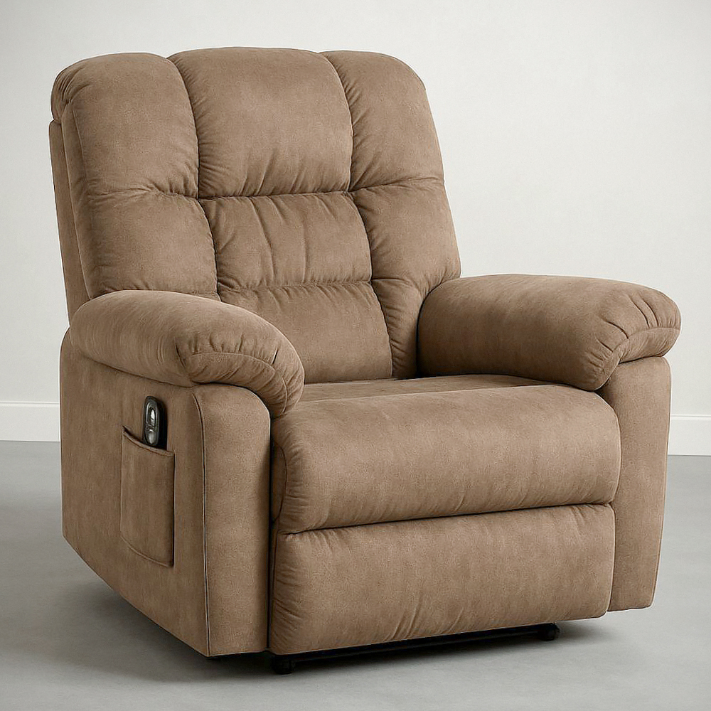 Fauteuil inclinable en microfibre marron avec mécanisme électrique