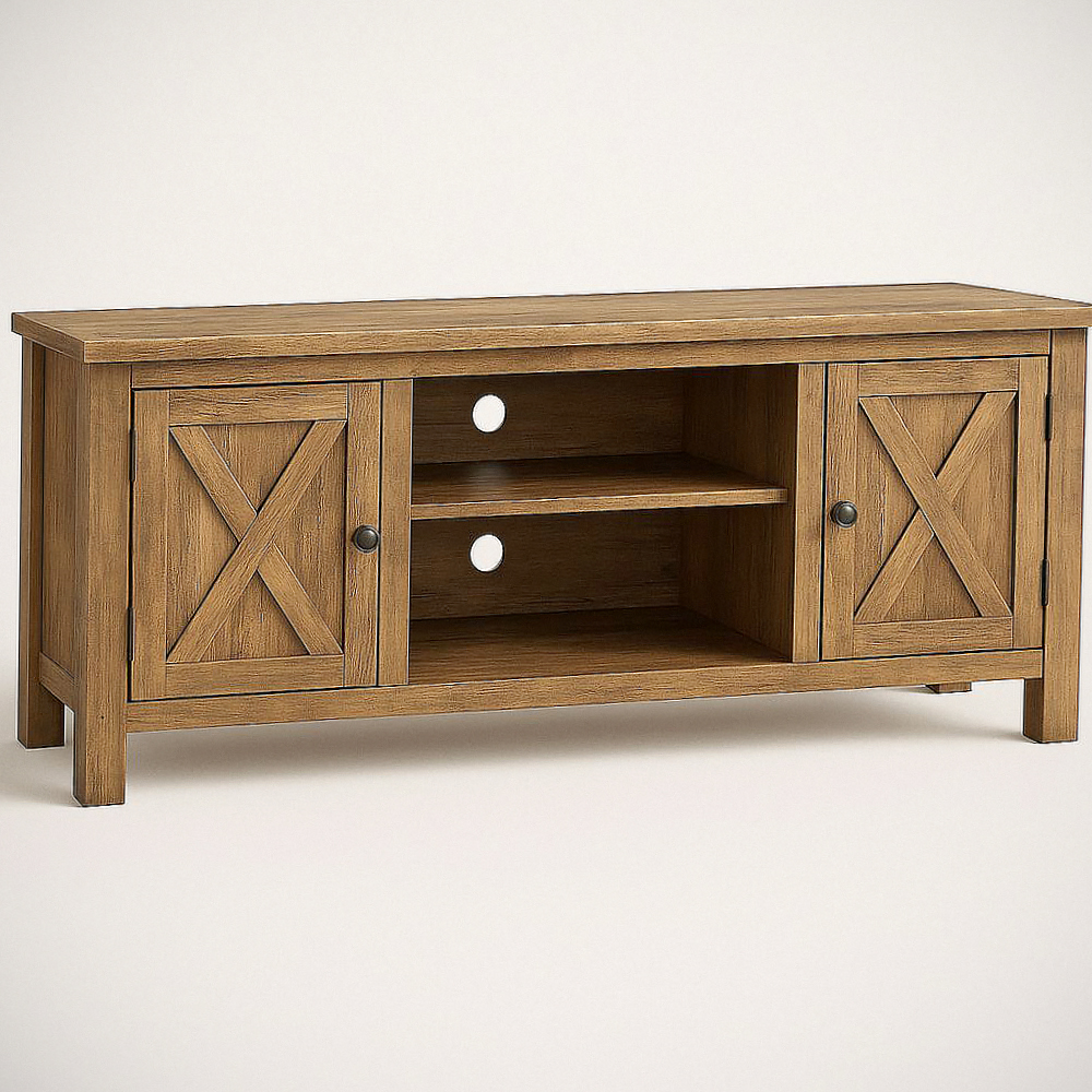 Meuble TV en Bois d'ingénierie Chêne 2 Portes avec Étagères et Gestion des Câbles, 120x40x50 cm