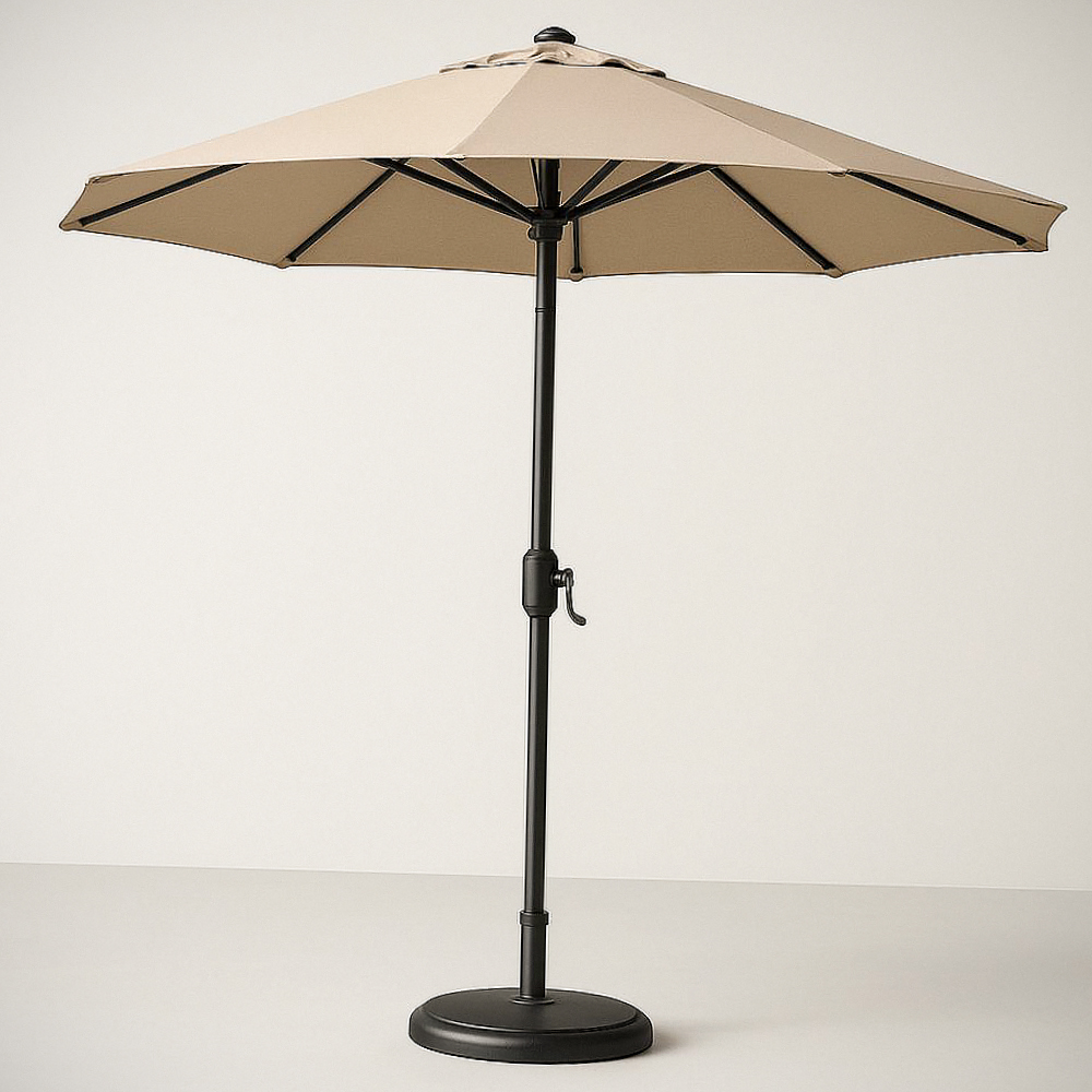 Parasol de jardin en polyester Beige avec cadre en aluminium réglable, diamètre 270 cm, hauteur 240 cm