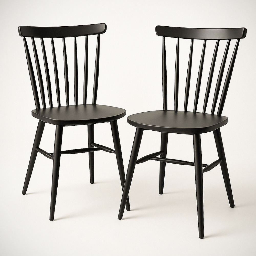 Chaises en Bois Lot de 2 Noir Hauteur 85 cm Assise 45 cm Largeur 43 cm