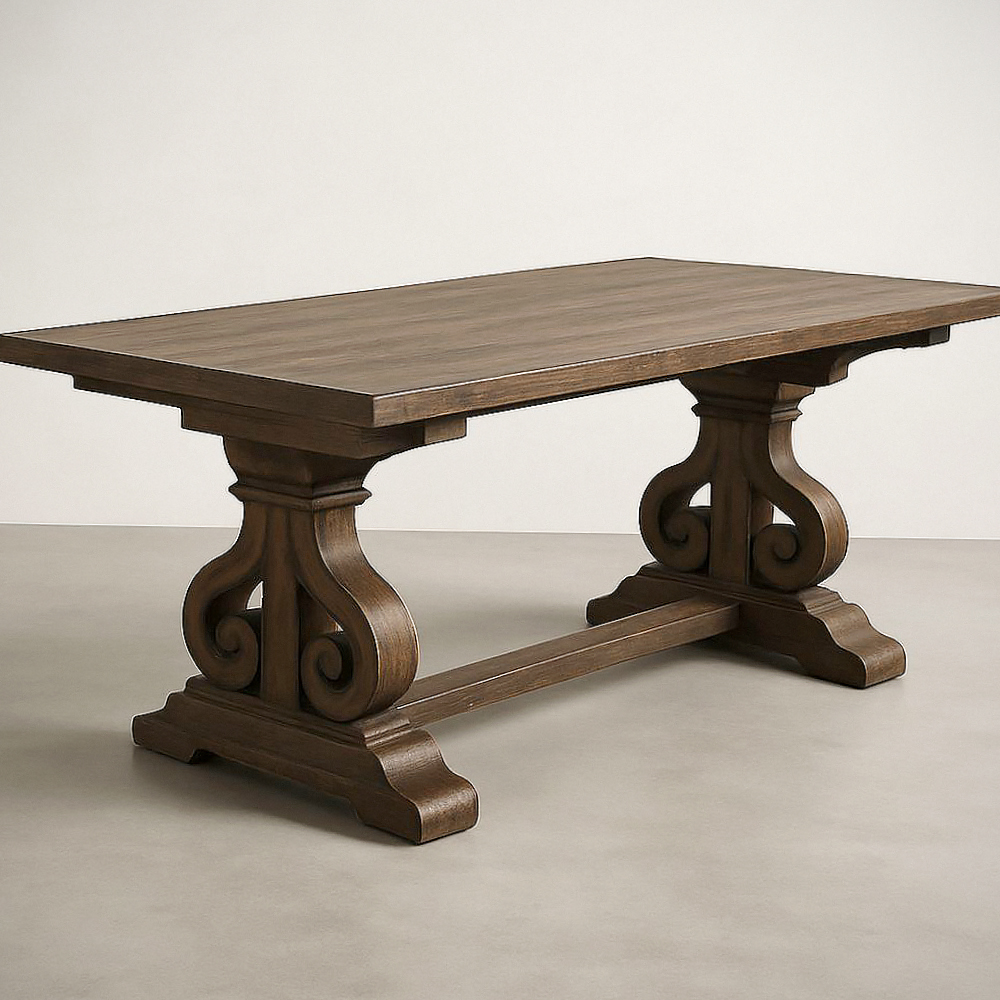 Table de salle à manger rectangulaire en bois massif marron 180x90x76 cm