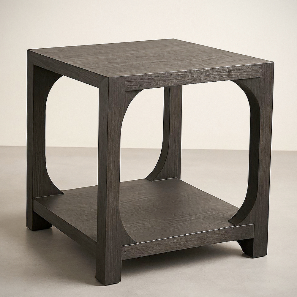 Table d'appoint carrée bois teinté foncé 45cm x 40 cm x 40 cm