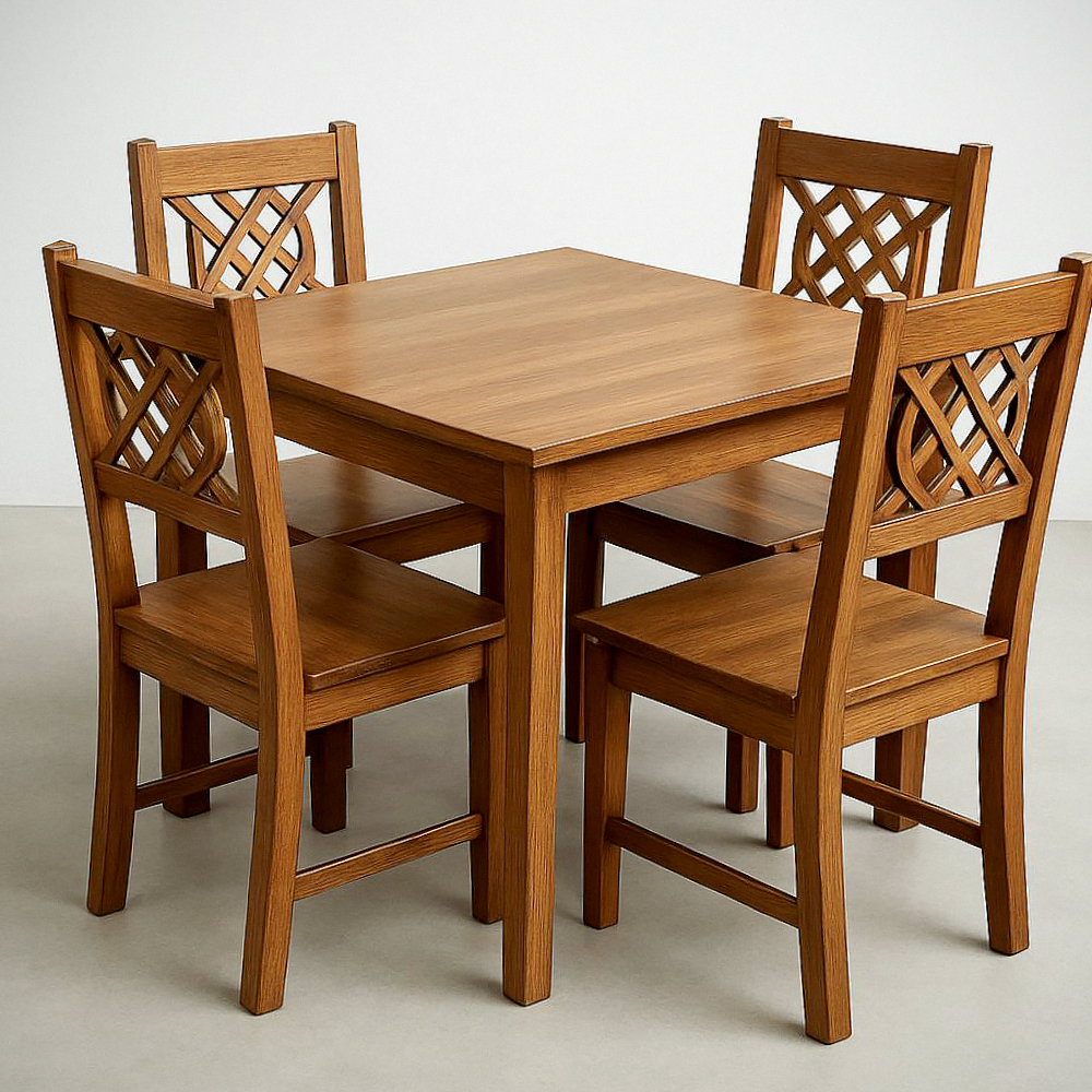 Ensemble de salle à manger carré en bois massif 5 pièces