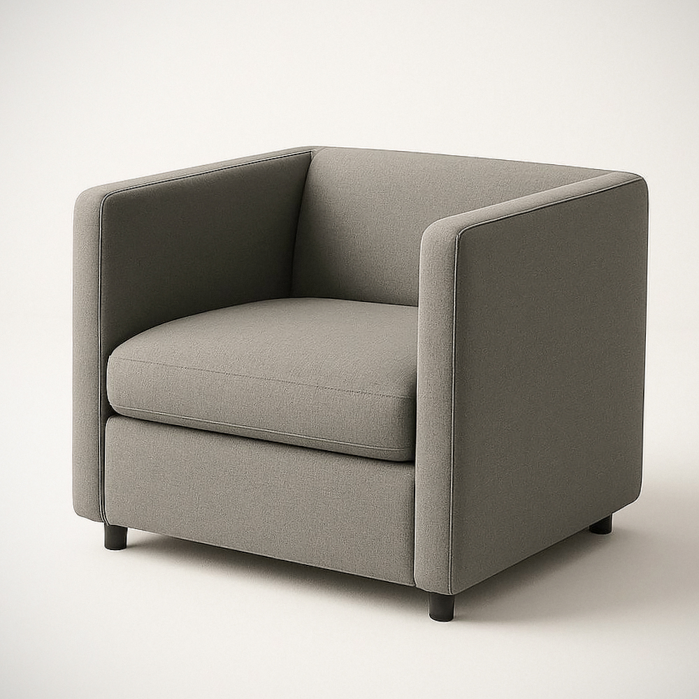 Fauteuil Carré en Tissu Polyester Gris 88x85x72 cm