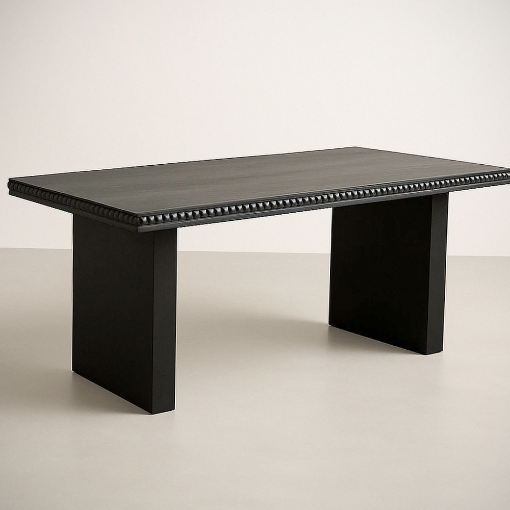 Table à manger en bois massif noir 200x100x76cm