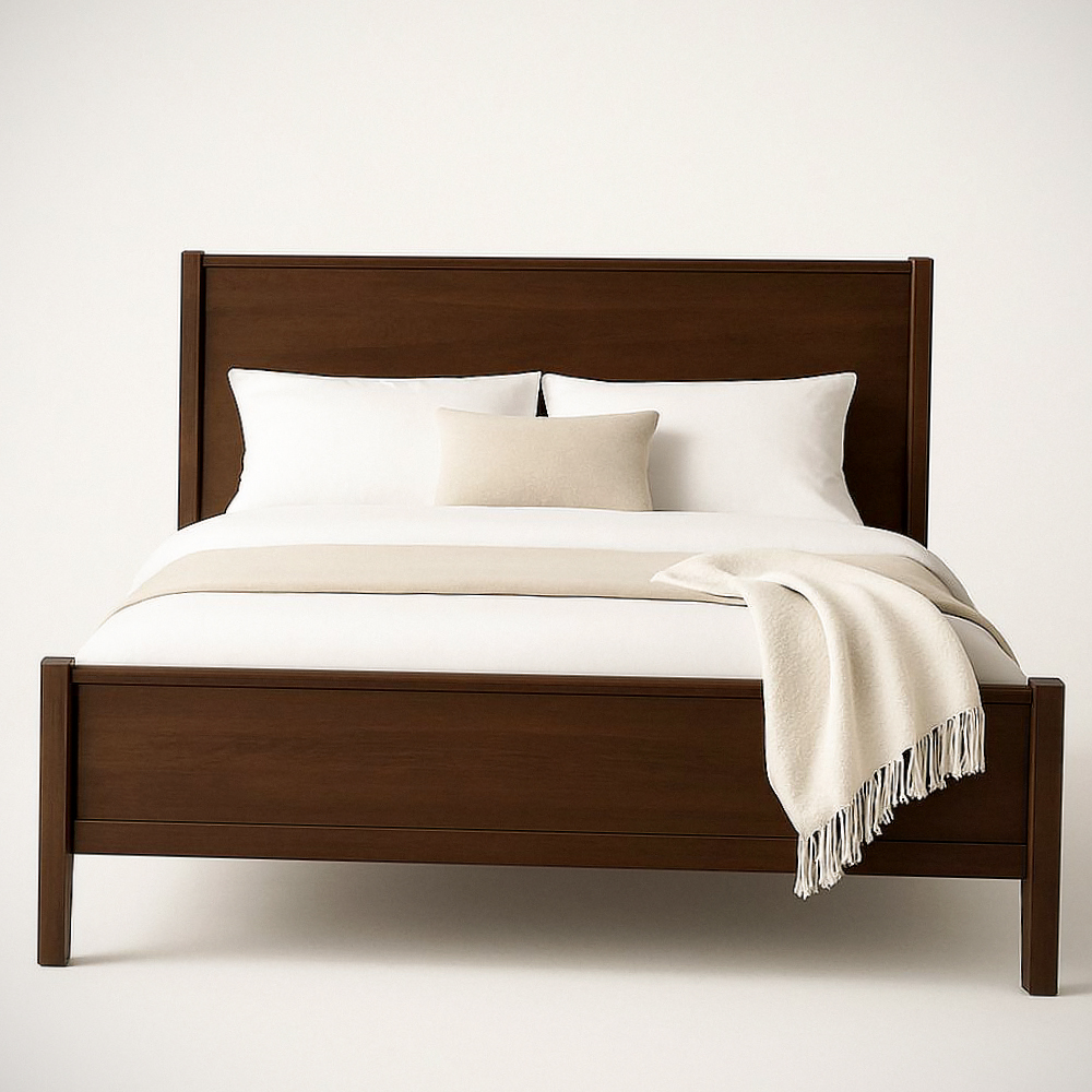 Lit Double en Bois Massif Marron 200 cm x 160 cm x 100 cm