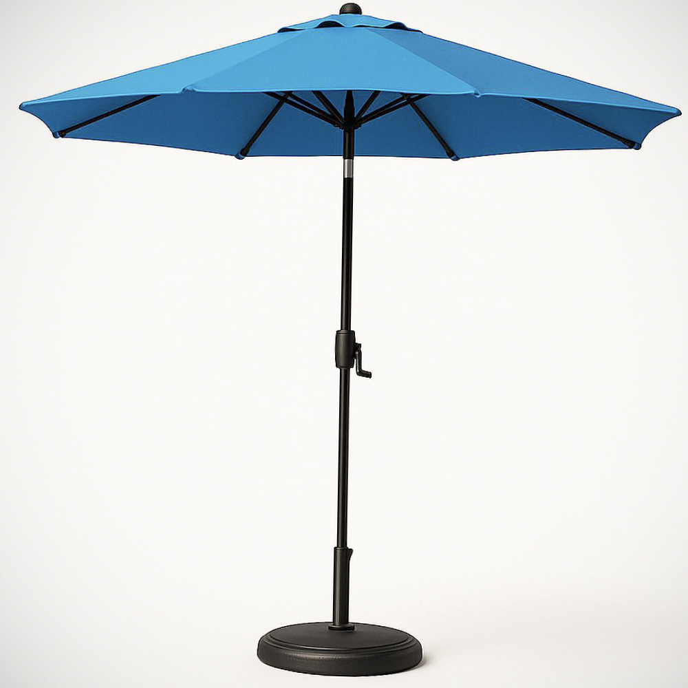 Parasol de Jardin Rond Polyester Bleu Structure Acier Hauteur : 250 cm  Diamètre : 270 cm