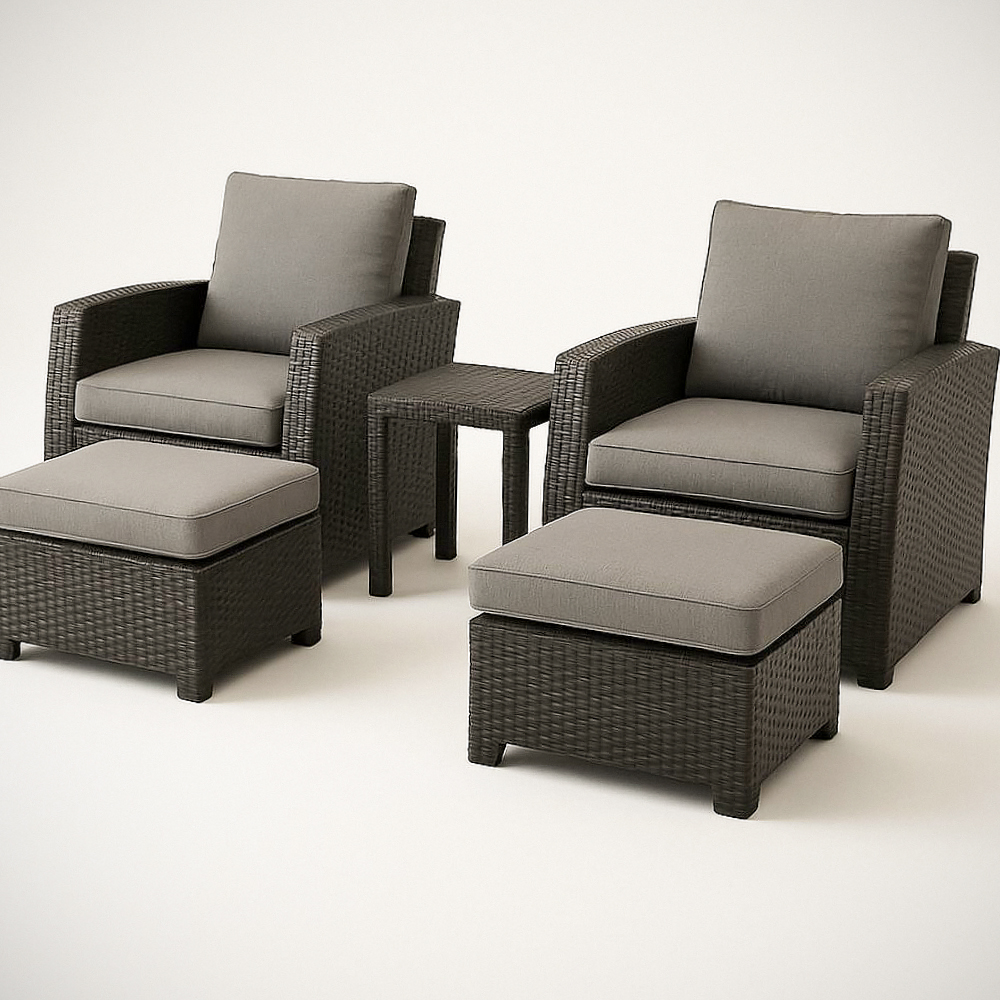 Ensemble de Meubles de Jardin en Rotin Synthétique Gris Foncé 5 Pièces