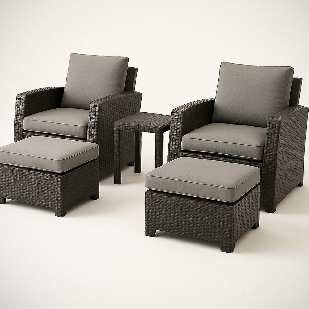 Ensemble de Meubles de Jardin en Rotin Synthétique Gris Foncé 5 Pièces