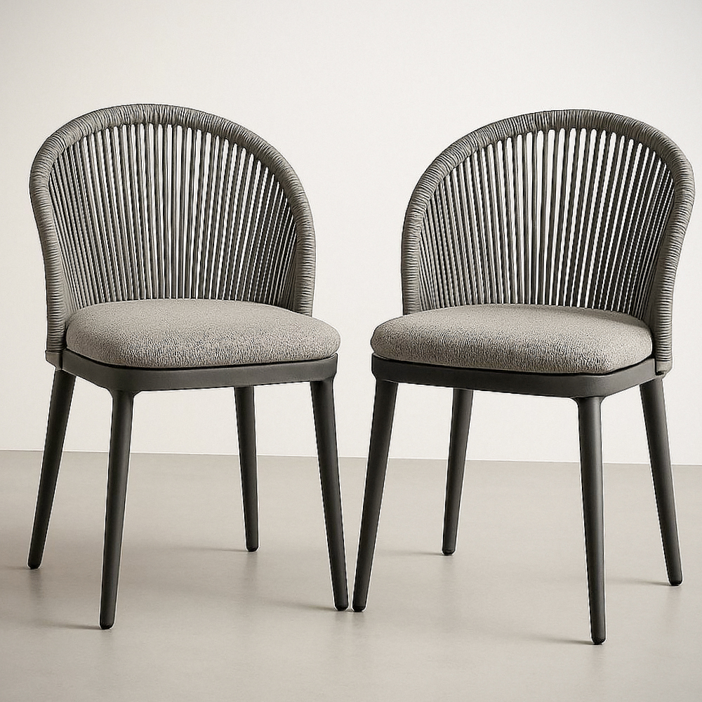 Chaise de Salle à Manger en Aluminium et Polypropylène Gris Ensemble de 2