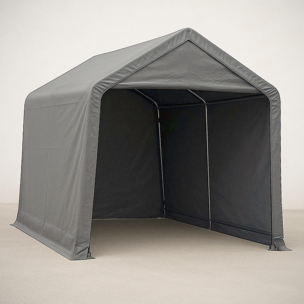 Abri de voiture en toile imperméable grise avec armature en acier 3 m x 2 m x 2 m