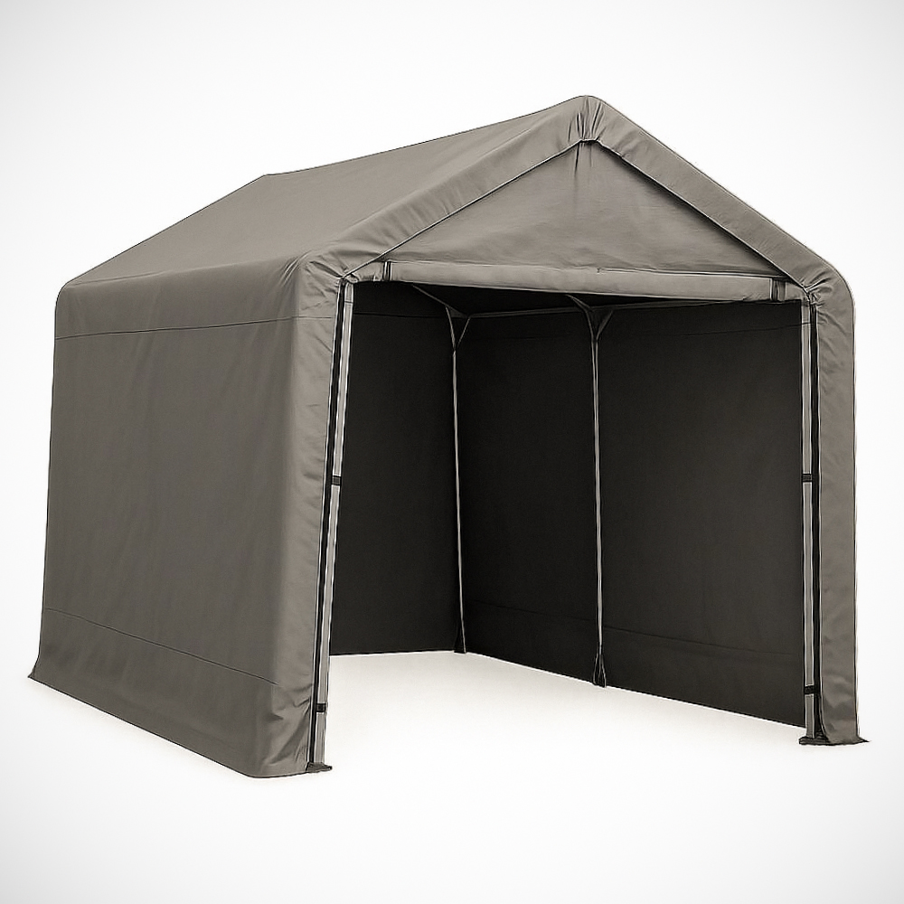 Abri de voiture en acier et tissu polyéthylène gris 300x240x210 cm