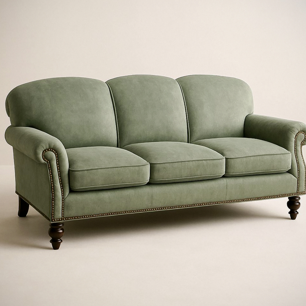 Canapé 3 Places Tissu Velours Vert