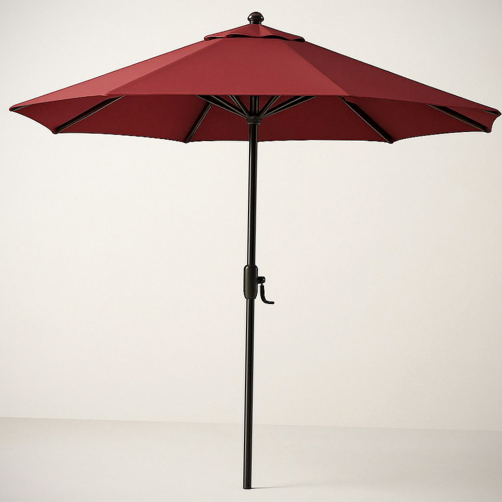 Parasol Rond en Polyester Anti-UV Ø300 cm Rouge avec Mât en Aluminium