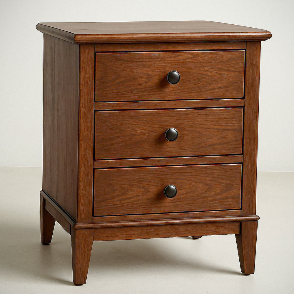 Commode en bois brun avec 3 tiroirs 60cm x 40cm x 70cm