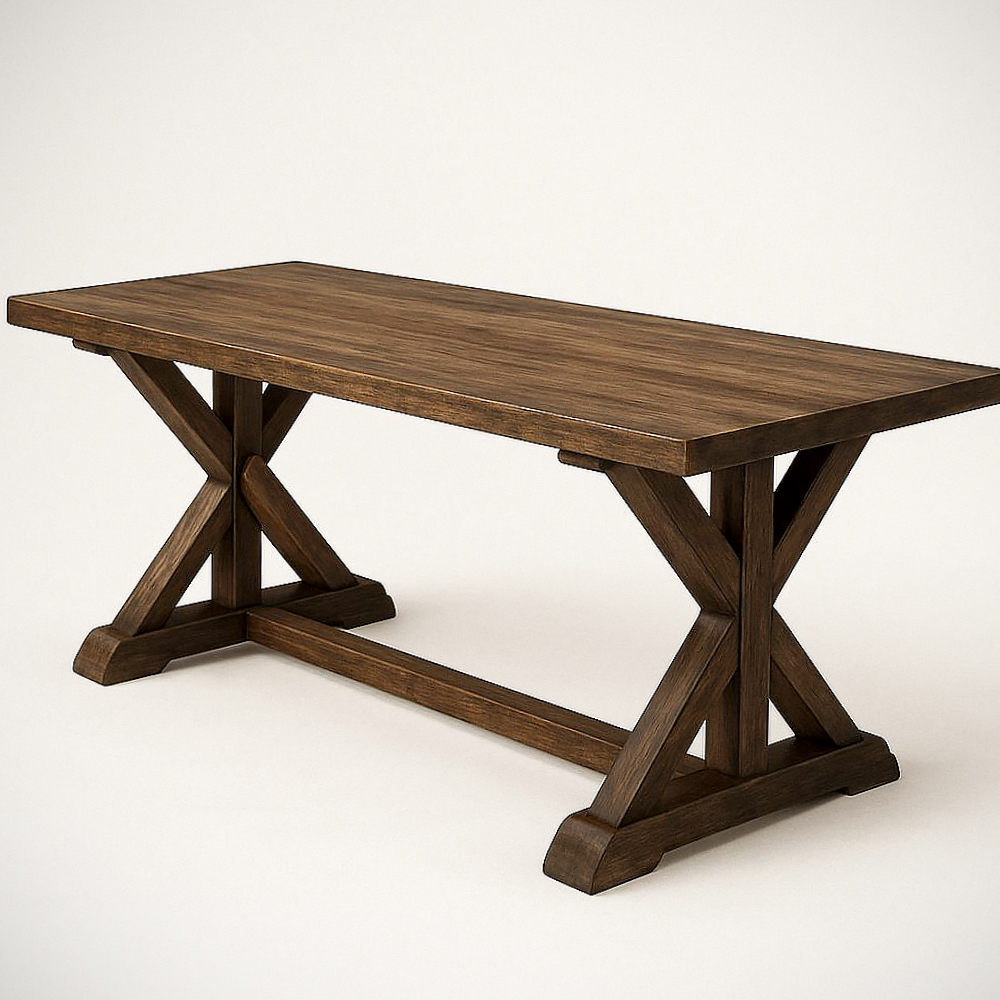 Table de Salle à Manger Rectangulaire en Bois Massif Marron 200 cm x 100 cm x 75 cm