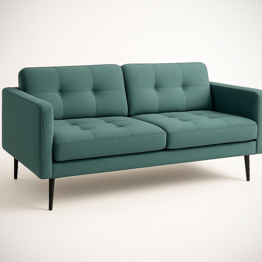 Canapé deux places en fibre de polyester verte 200x85x90 cm