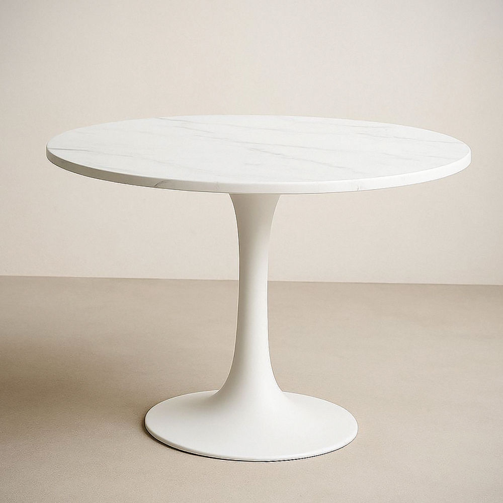 Table à manger ronde en marbre blanc D100 cm