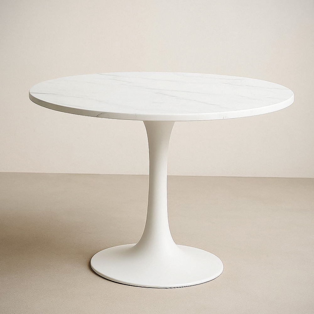 Table à manger ronde en marbre blanc D100 cm