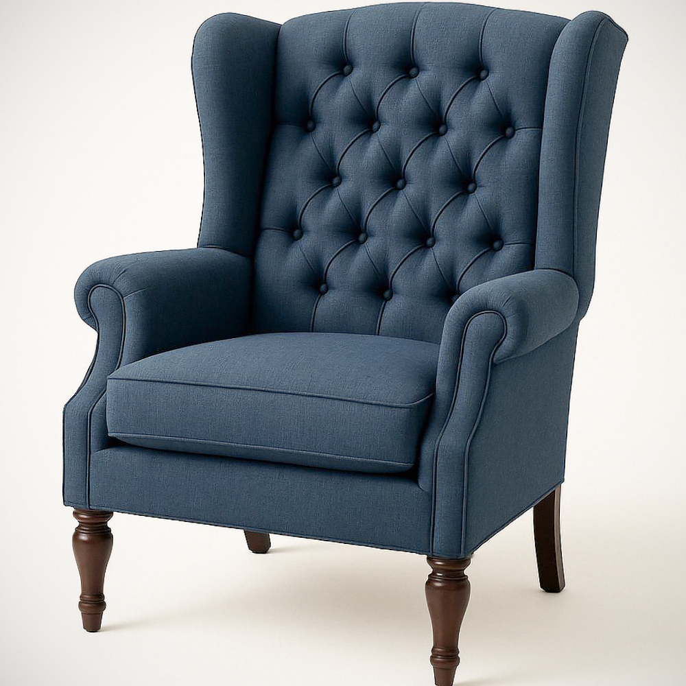 Fauteuil Cabriolet Rembourré en Polyester Bleu