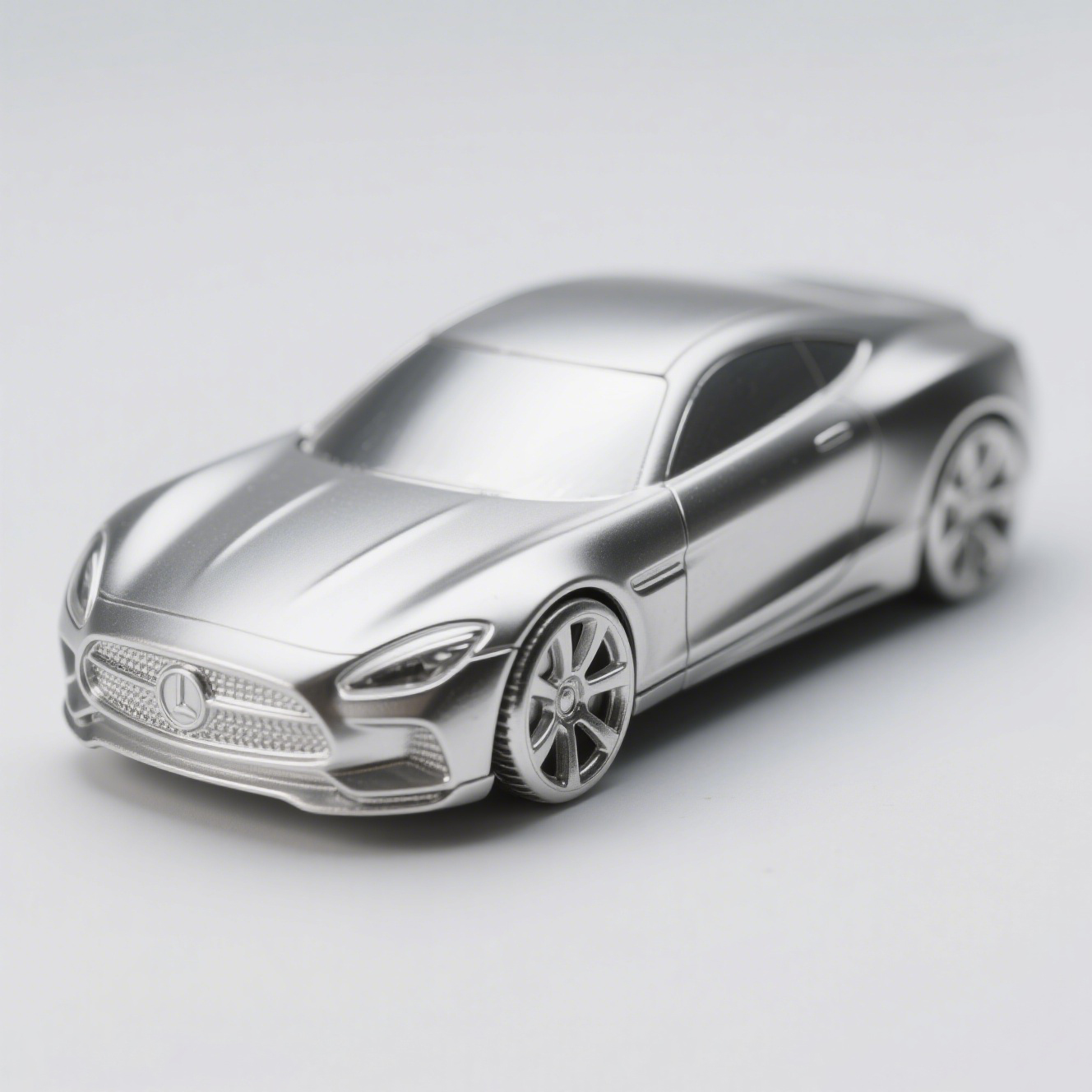 Srebrny model samochodu