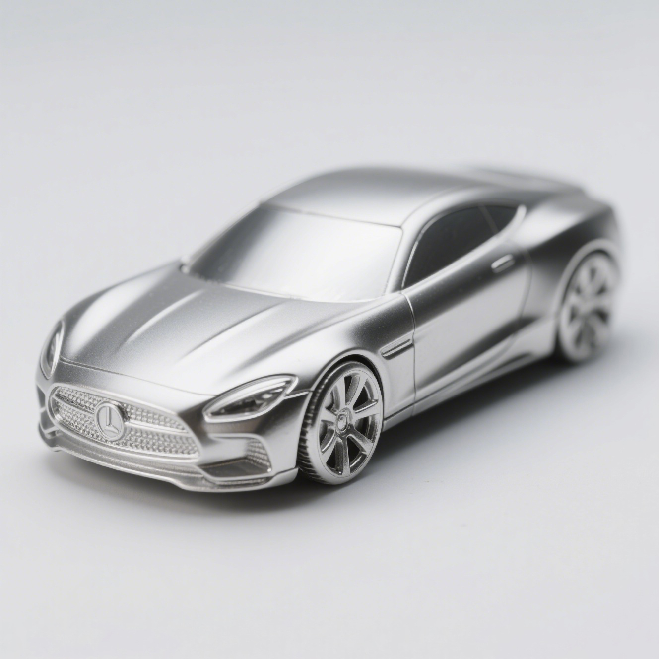 Srebrny model samochodu