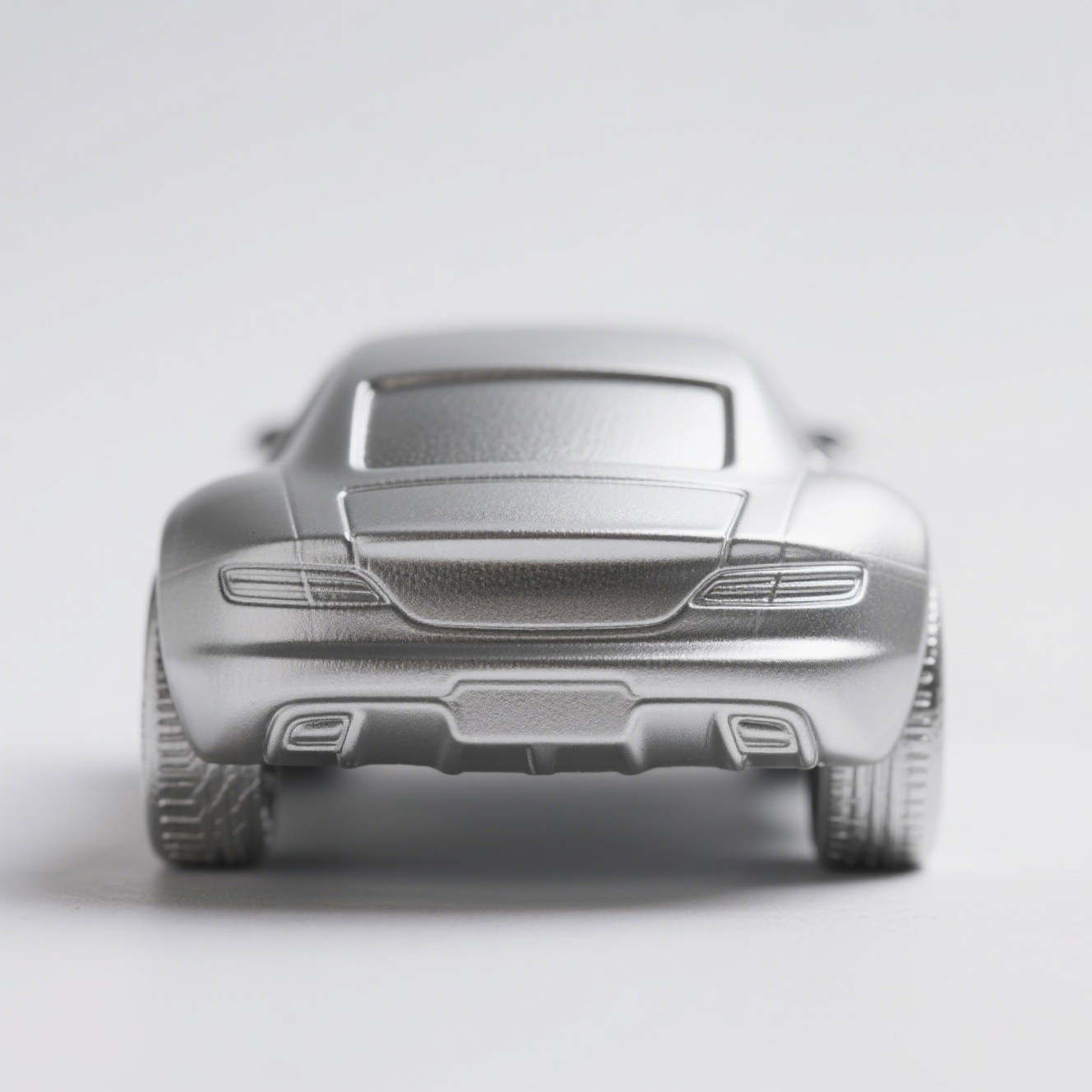 Srebrny model samochodu