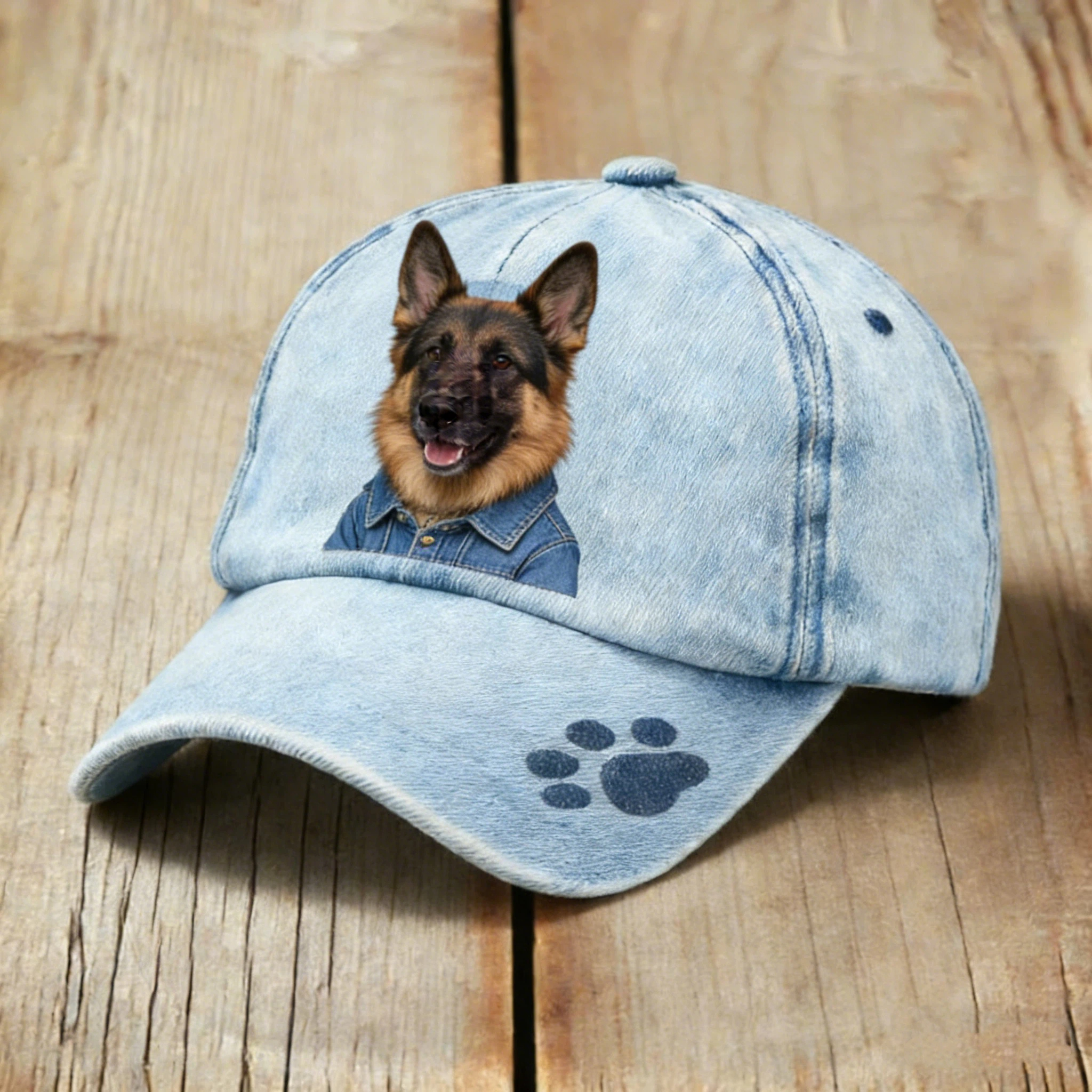 Unisex Denim Patchwork Dachshund Dog Pattern Hat