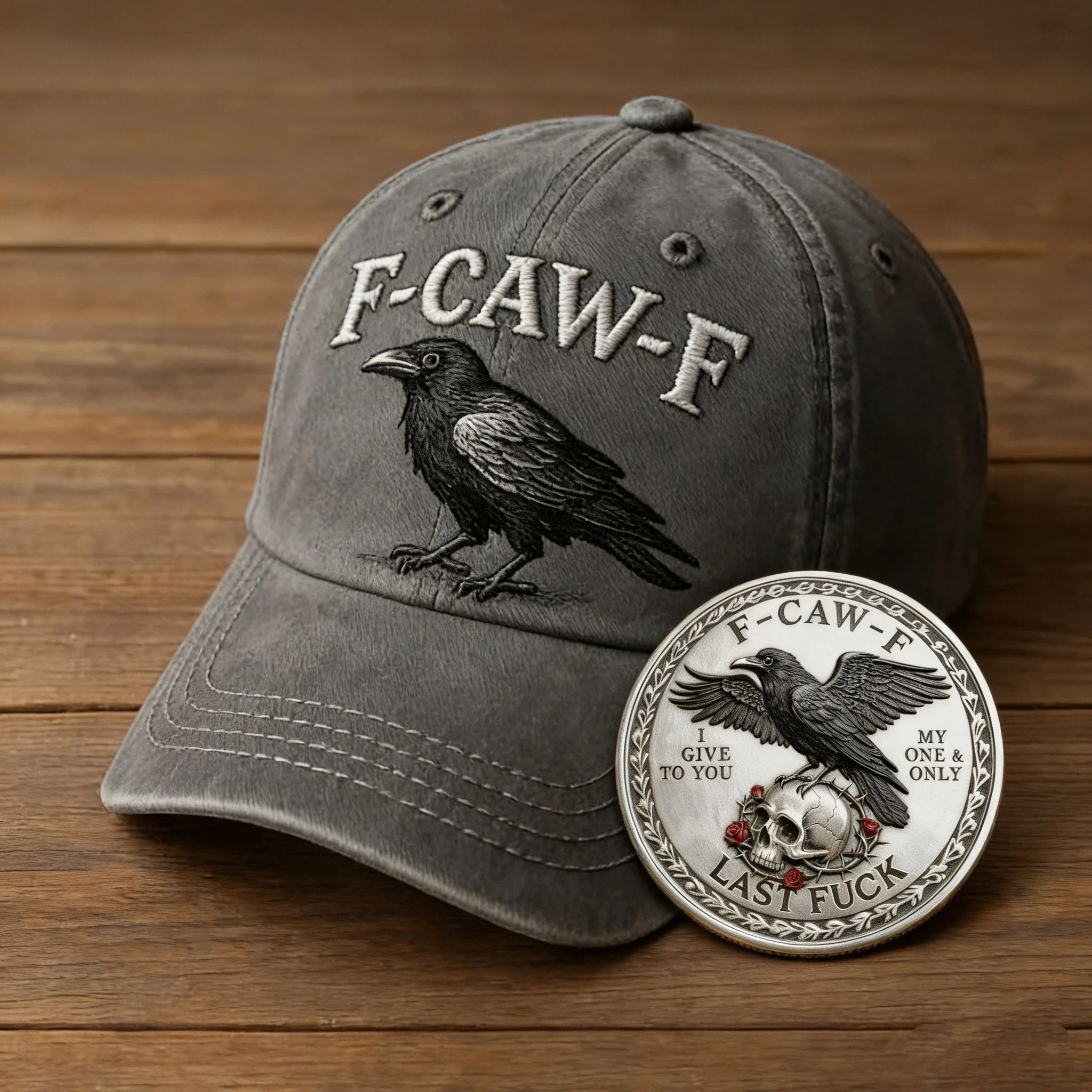 🖤 F-CAW-F Raven Cap & “Last F*ck” Coin Set