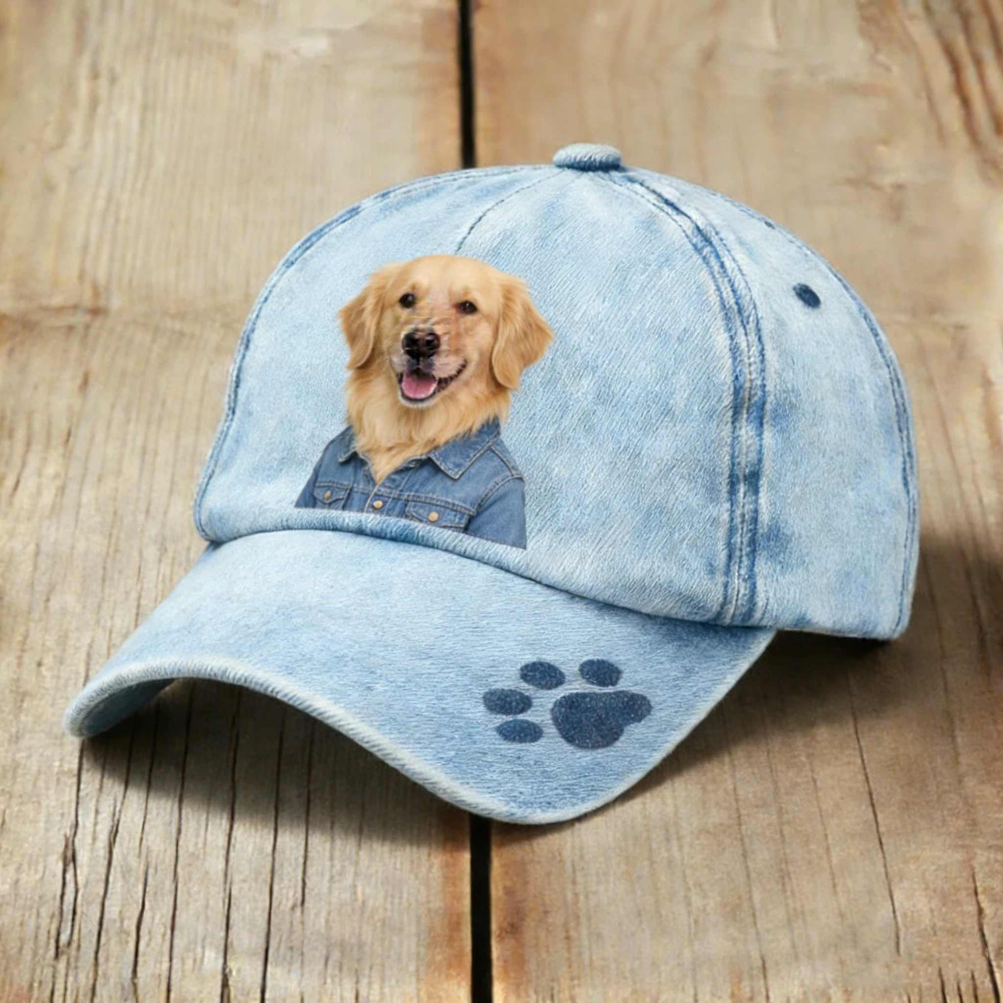 Unisex Denim Patchwork Dachshund Dog Pattern Hat