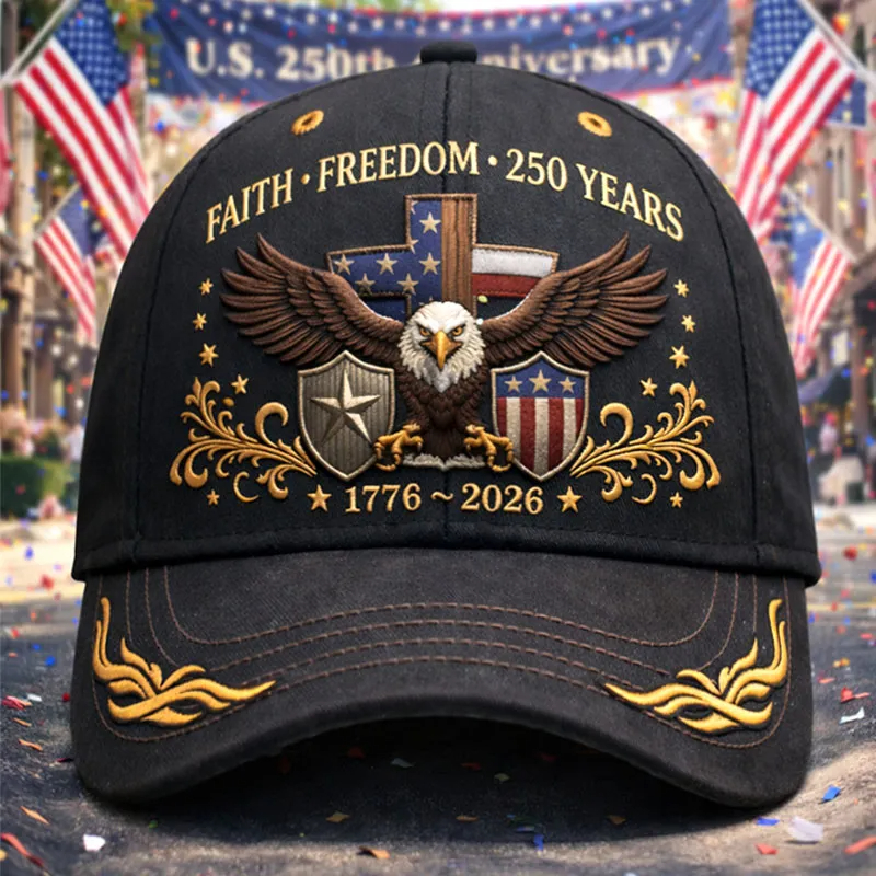 🎉Eagle & Liberty & Cross United States 250th Anniversary Commemorative Hat
