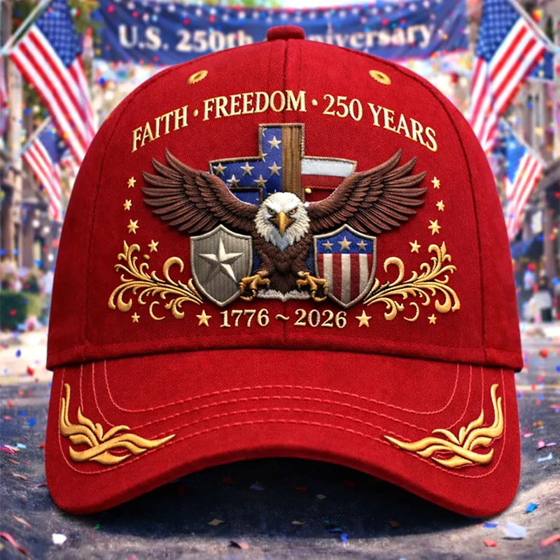 🎉Eagle & Liberty & Cross United States 250th Anniversary Commemorative Hat