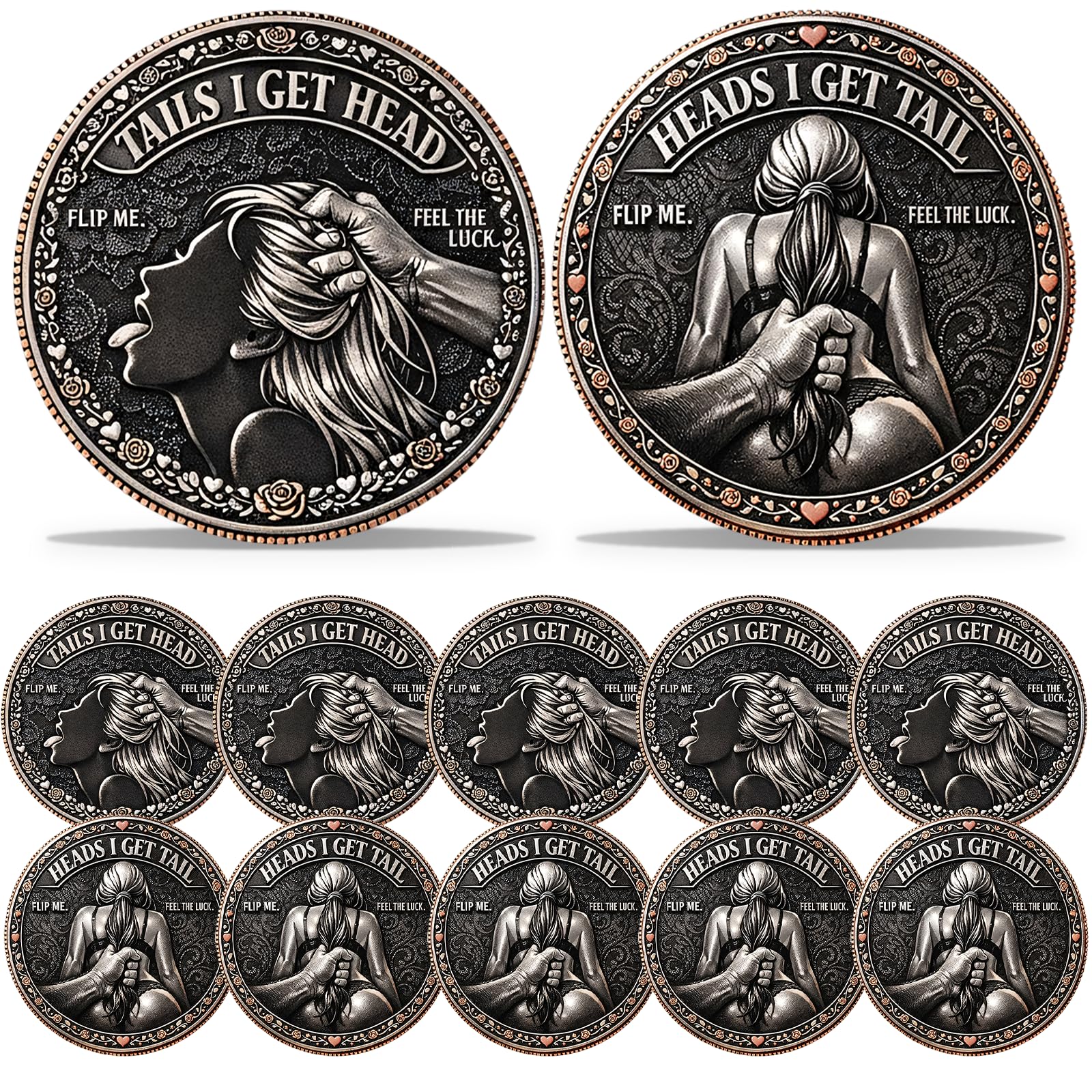 🌹Funny Heads and Tails Challenge Coin