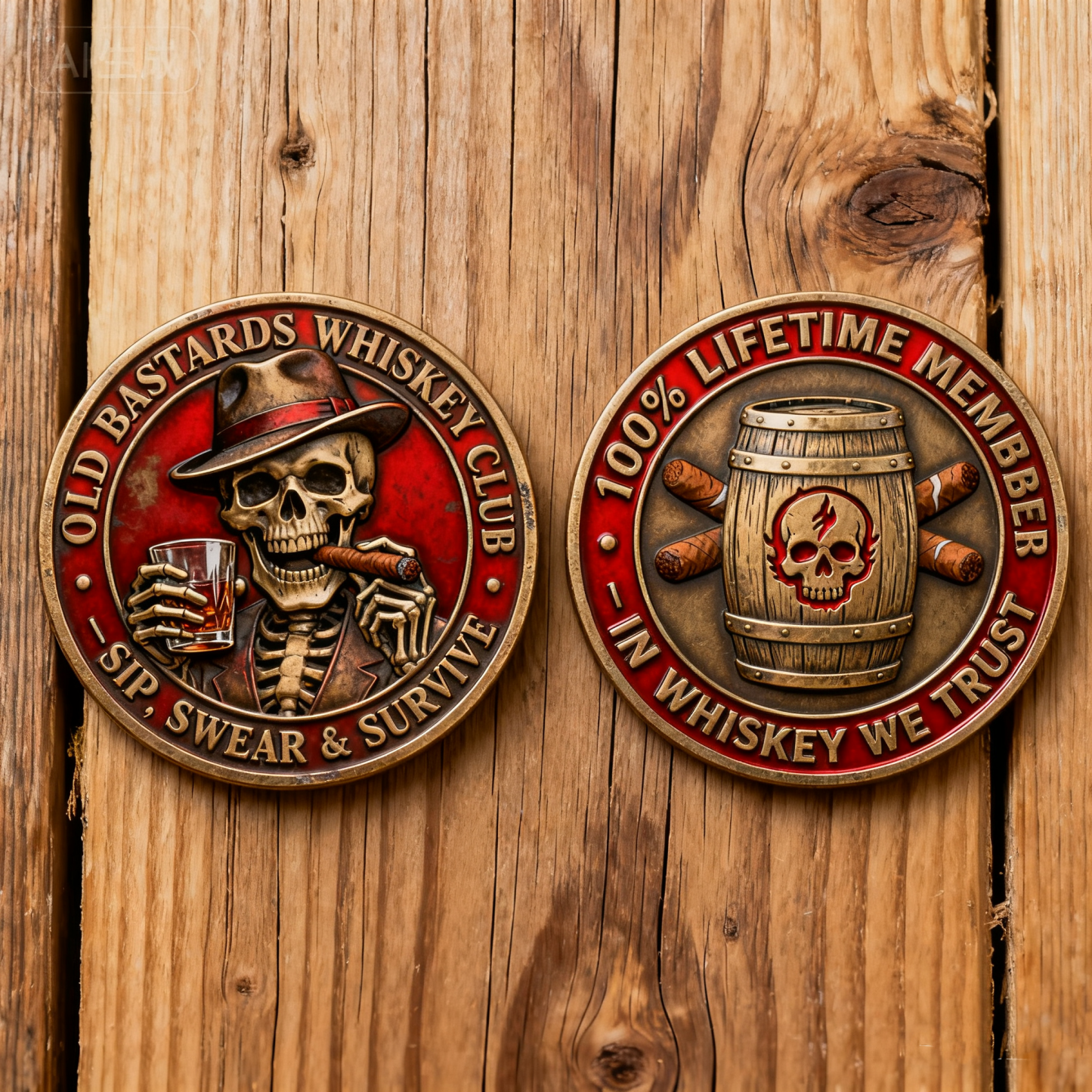 “Old Bastards Whiskey Club Challenge Coin – Sip, Swear & Survive!”