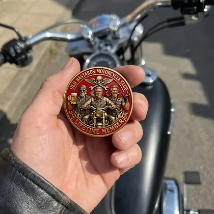 “Old Bastards Motorcycles Club – I ♥ Motorcycle,TITTIES & FREEDOM!” COIN