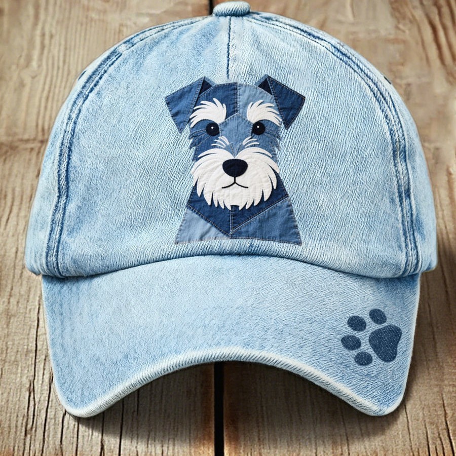 Unisex Denim Patchwork Dachshund Dog Pattern Hat