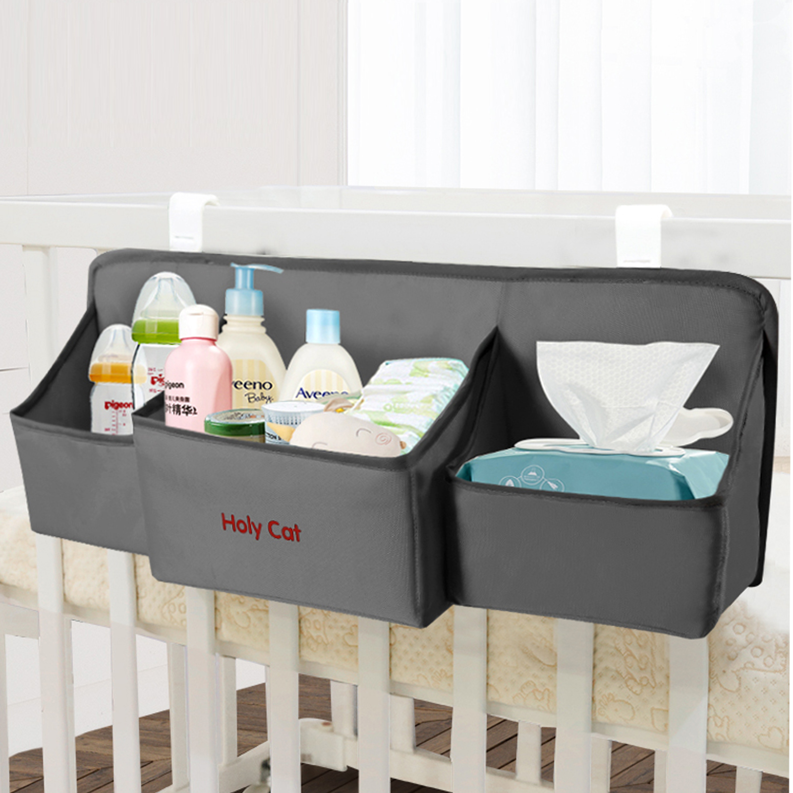 Baby bedside hanging bag, multi-functional storage bag, diaper bag, bedside diaper and diaper storage bag, washable