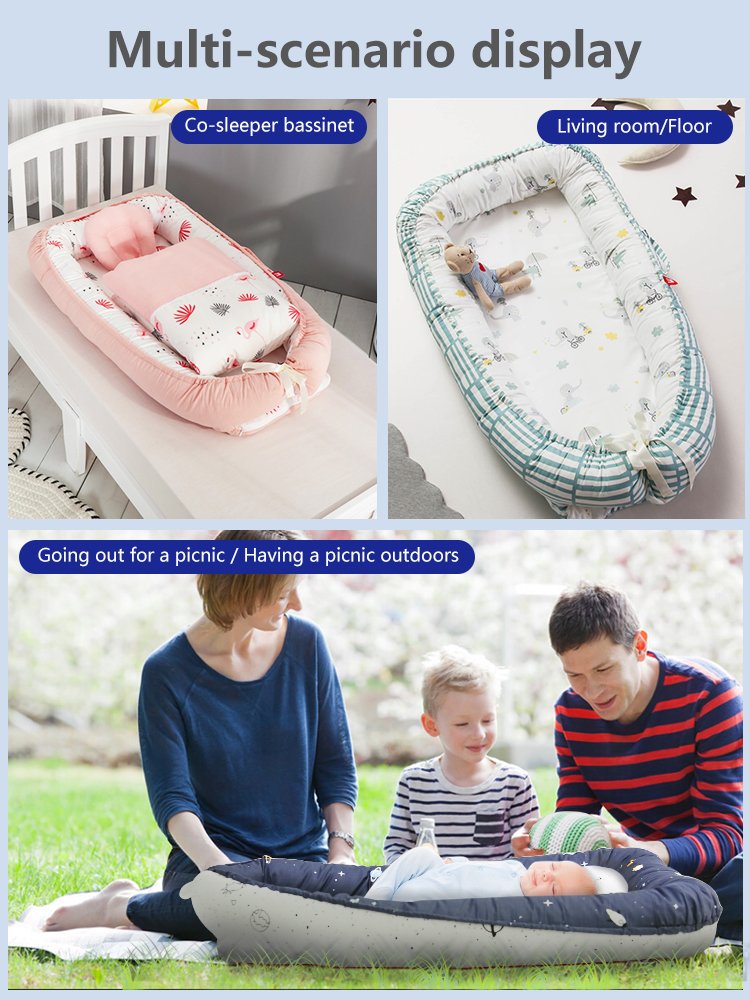 Portable baby washable bed, bionic bed, multi-functional newborn bed, foldable for outdoor use