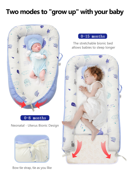 Portable baby washable bed, bionic bed, multi-functional newborn bed, foldable for outdoor use