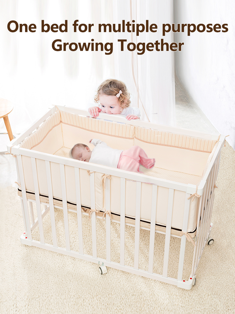 Portable alloy baby bed, widened and thickened, suitable for newborns and children, can be assembled into a small bed