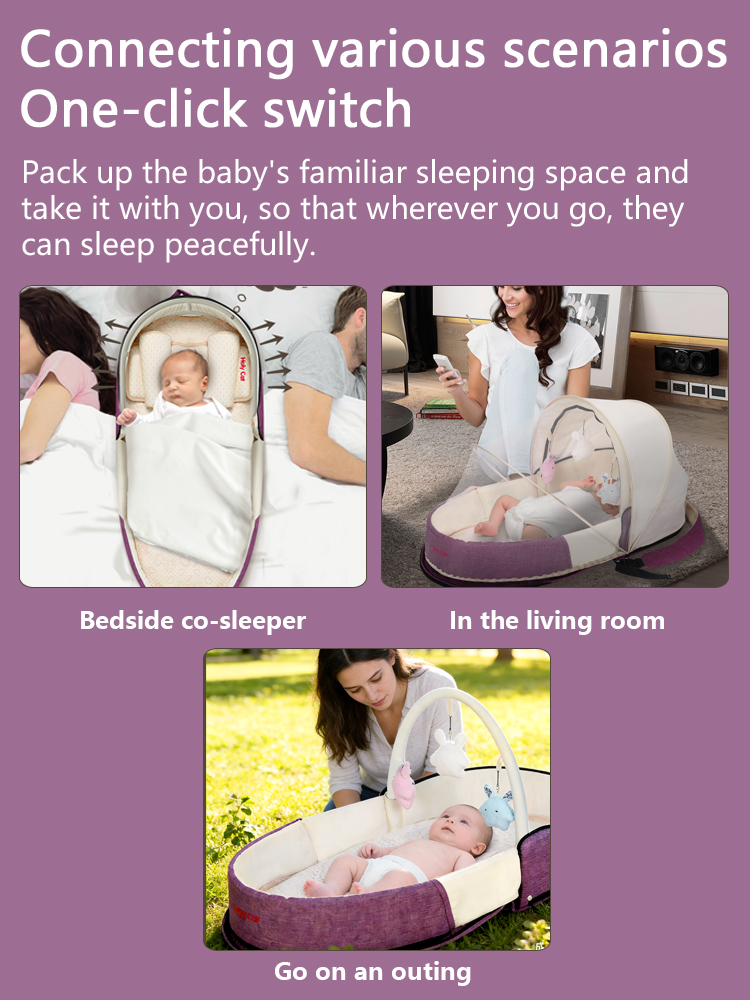 "Crib bed with anti-pressure, portable backpack, multi-functional folding, ideal for newborns to sleep, bed in bed, summer"