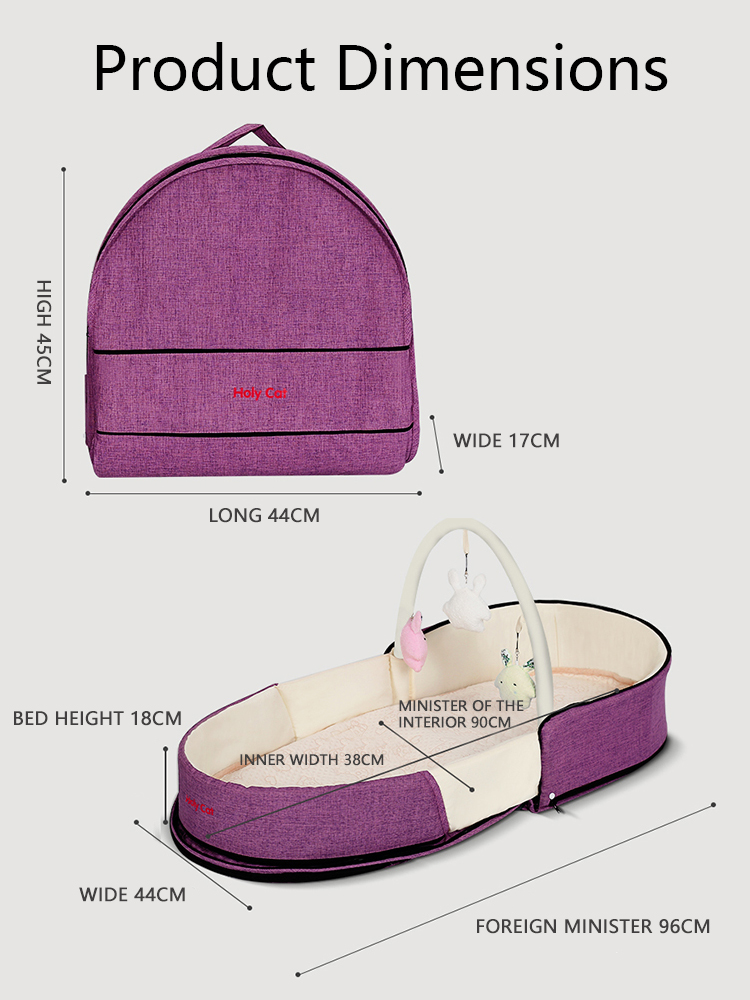 "Crib bed with anti-pressure, portable backpack, multi-functional folding, ideal for newborns to sleep, bed in bed, summer"