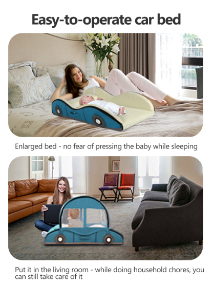 Baby bed, portable camping bed, cartoon bed, inner bed, sleeping pad, children's travel bed, removable and washable car bed