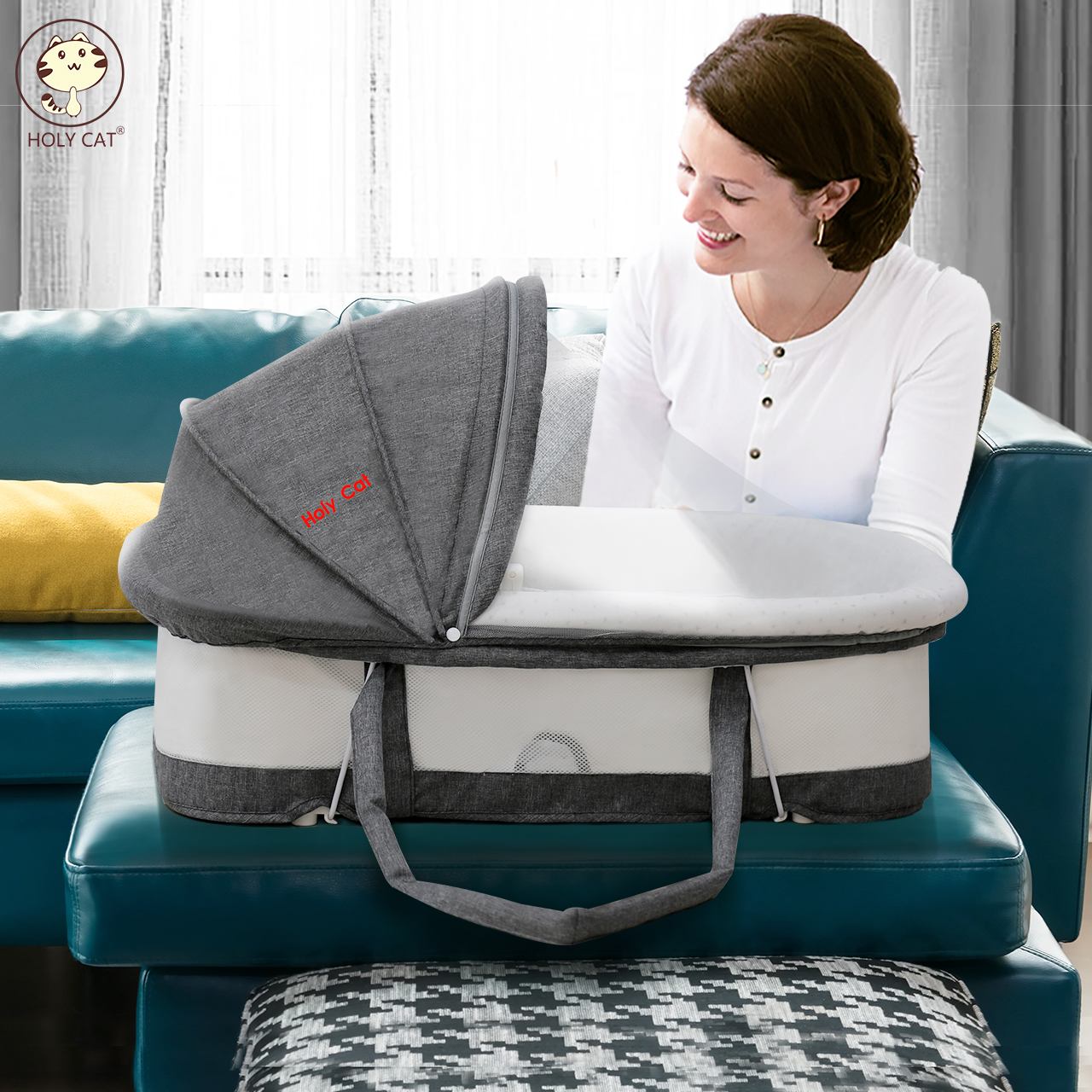 Baby car carrier, portable and foldable, safe sleeping basket for newborns in summer