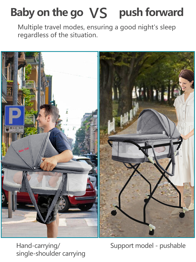 Baby car carrier, portable and foldable, safe sleeping basket for newborns in summer